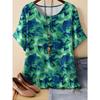 Summer Womens Retro Flower Pattern 3D Printed Color T-shirt Loose Comfortable Soft Breathable Large Size Fashion O-neck T-shirt