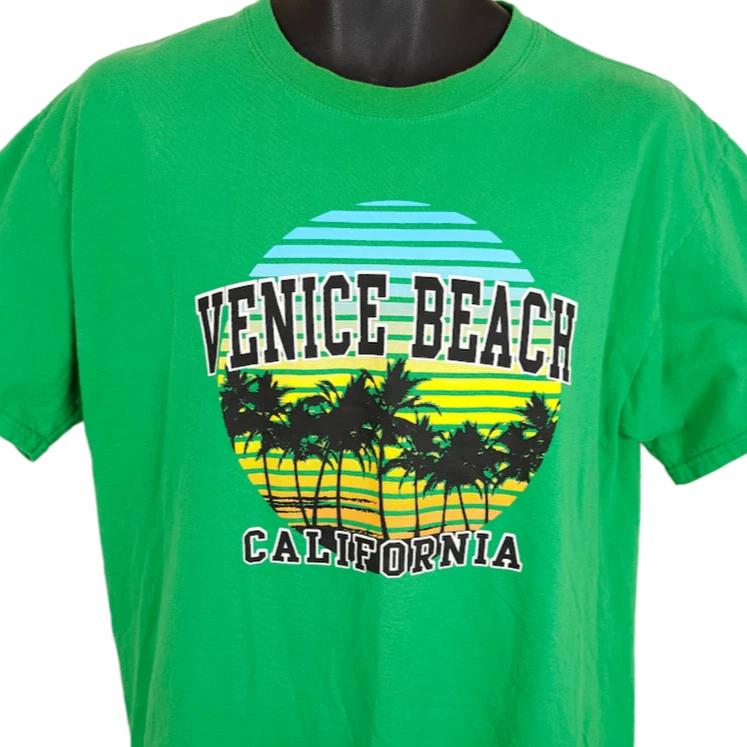 

Vintage Venice Beach 100% Cotton T-shirt Mens Tees Top Mens Size Large Green Y2K Travel Destination 4XL