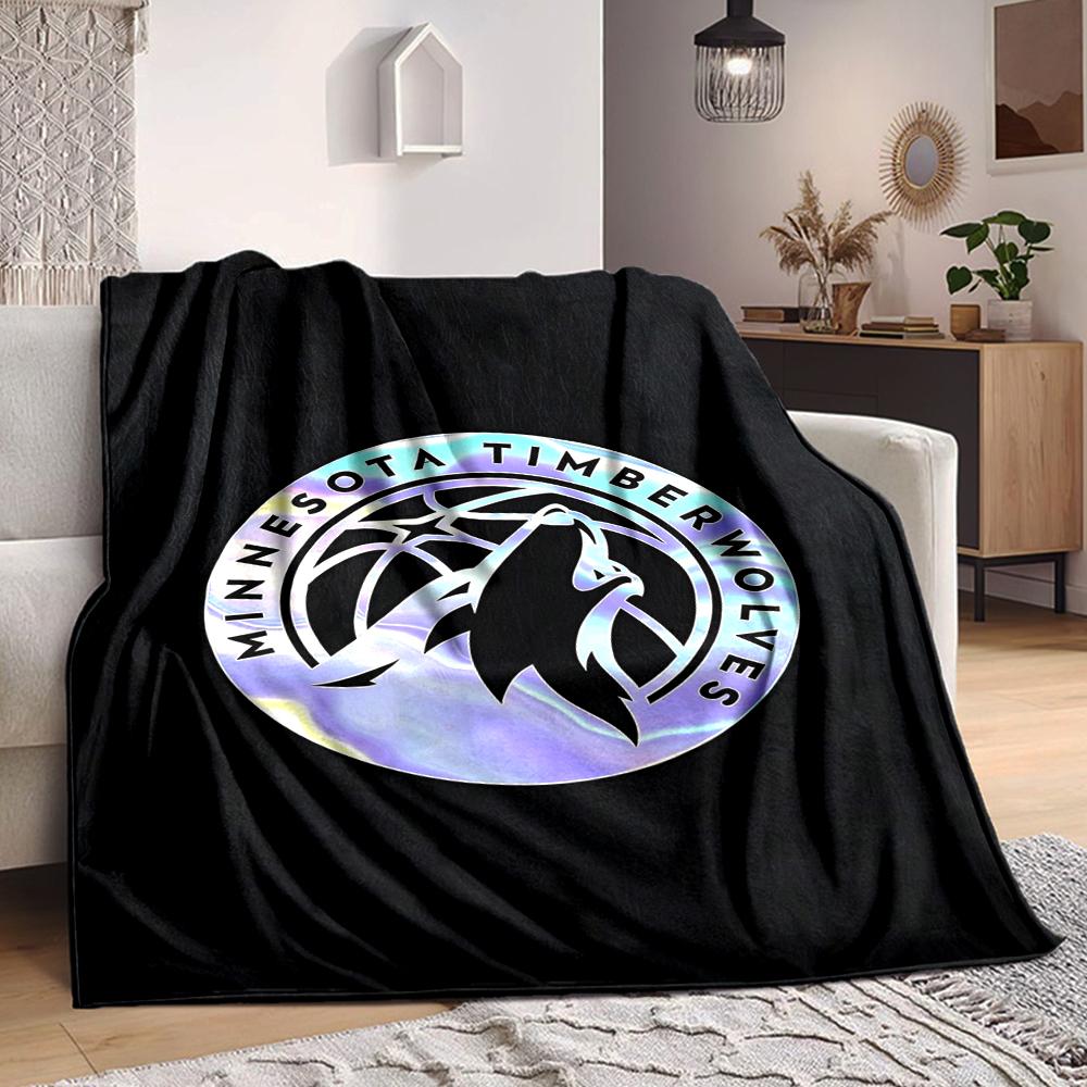 1Pc Minnesota Timberwolves Emblem Blanket Soft And Comfortable Casual Warm Camping Travel Christmas Halloween Xmas Gift M92444