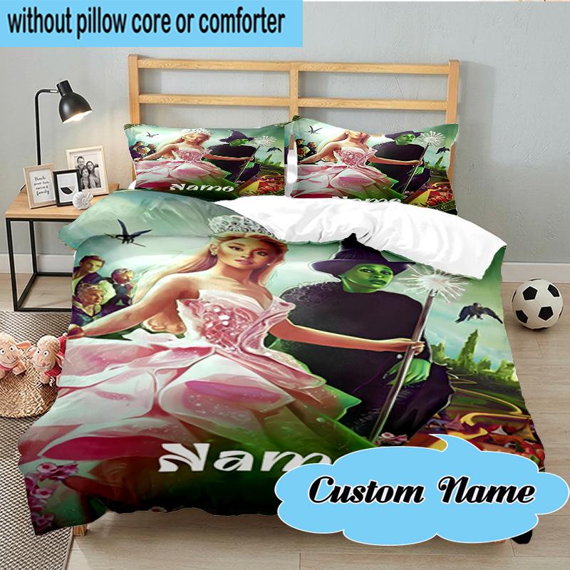 3PCS Custom Name Magic Friendship witch Bedding Set, Including 1pc Duvet Cover And 2pcs Pillowcases, Suitable for dorms and bedrooms Gift