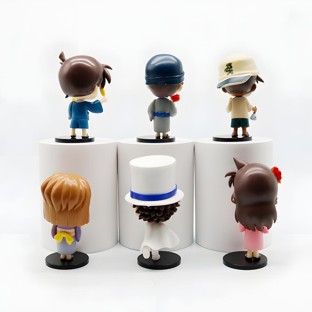 6Pcs/Set Detective Conan Summer Garden Party Series PVC Conan Edogawa Mouriran Jimmy Kudo Figure Collectible Decor Model Toys
