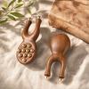Yousheng Sandalwood Facial Massage Roller with 12 Brass Beads, Y-Shaped Ergonomic Gua Sha Tool for Face Eye Nose Ear Muscle Relaxation Tension Relief