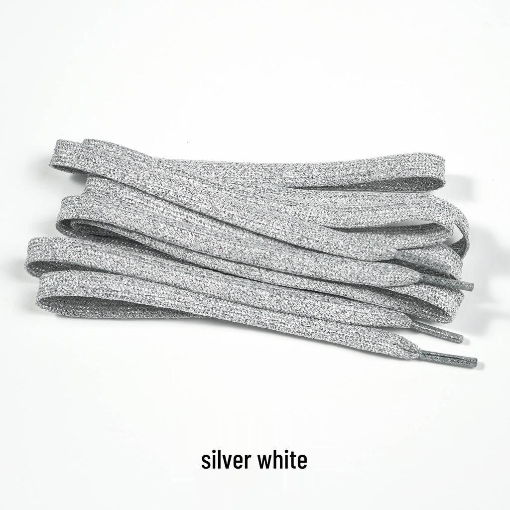 Pearlescent Gold & Silver Thread Shoelaces: Vibrant Double-Layer Flat Cords for Board, Sports, and Dance Shoes