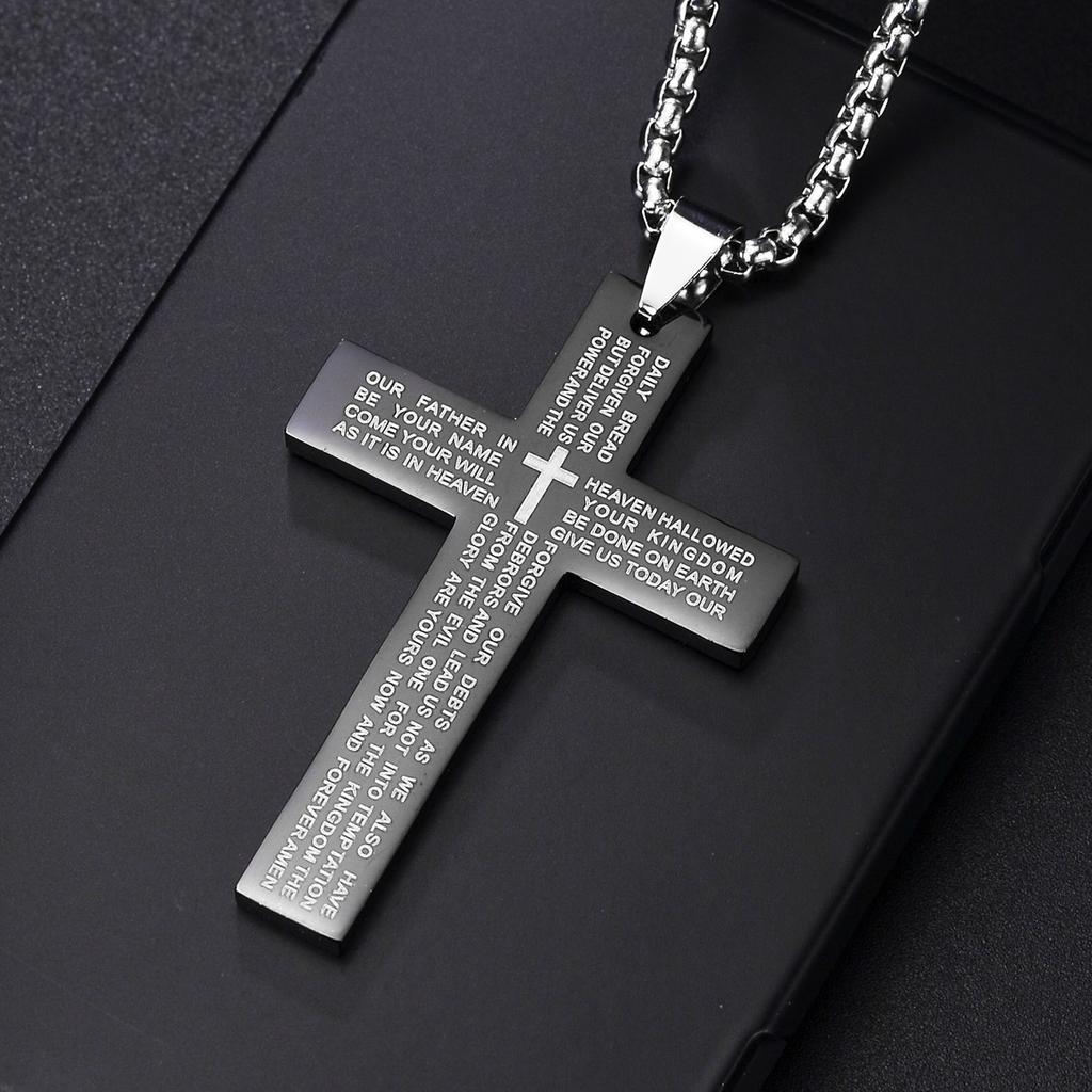 Christian Jesus Cross Necklace for Women Men Stainless Steel Chains Choker Religion Pendants Jewelry Prayer Baptism Gift