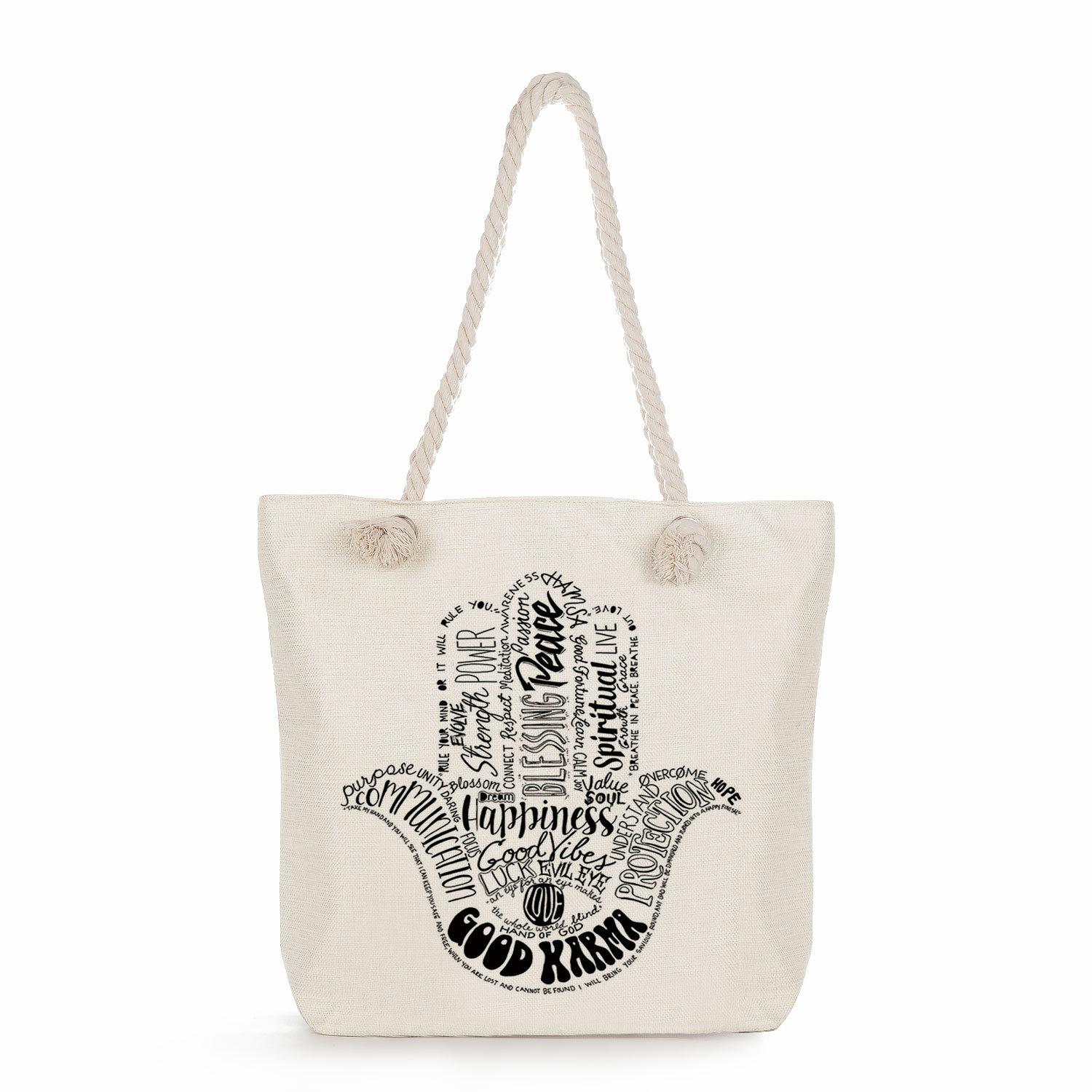 

Geometric patterns print thick rope single-shoulder beach bag 7282