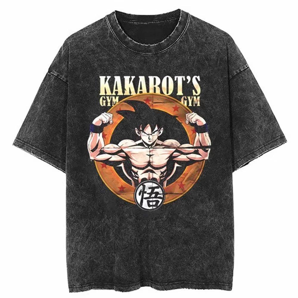

Dragon Ball Goku Vintage Washed T-shirt Men s Anime Short Sleeve Graphic Tee Gym Workout Summer New Streetwear Loose Casual Tops S
