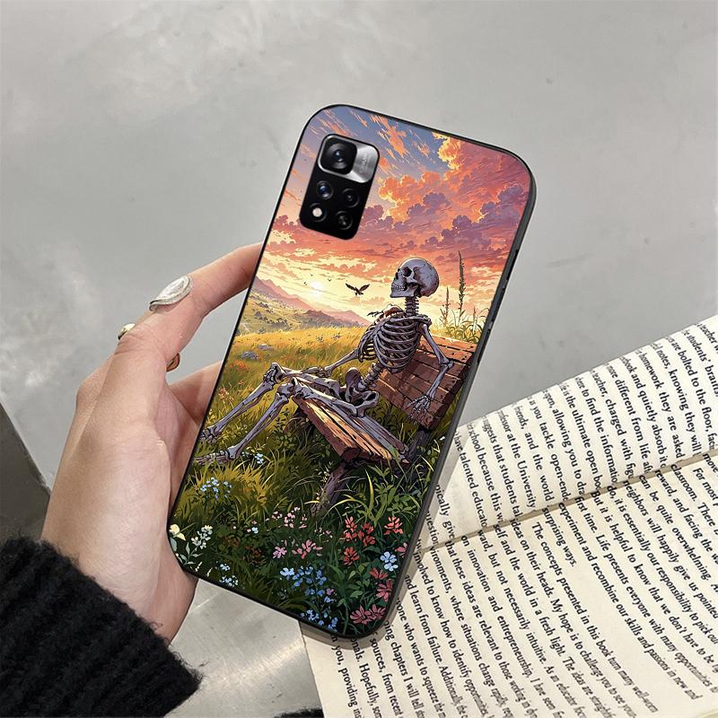 Phone Case For Xiaomi Redmi note 14 Pro 14 13 12 11 10 Pro 14S 12S 11S Redmi 14C 13C 10 Skeleton Art