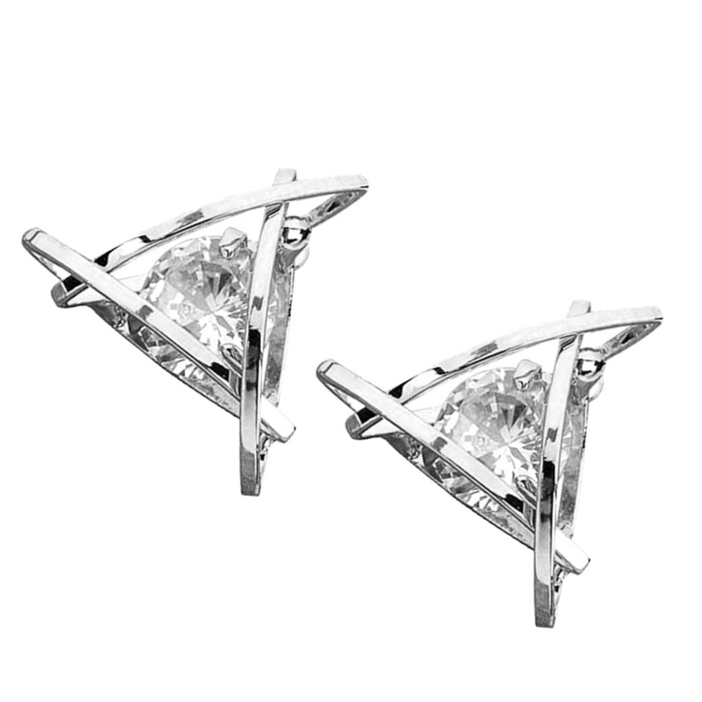 Women Lady Geometric Crystal Rhinestone Ear Stud Clip Pin Girl Silvery Golden Earrings Jewelry