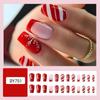 Square Head Christmas French Fake Nails Full Cover Nail Tips Detachable Press On Nails  Girl