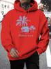 Beach Coconut Trees Creative Printed Men Hoodies Multicolor Loose Hoody Autumn Fleece Streetwear Pocket All-Match Unisex Tops