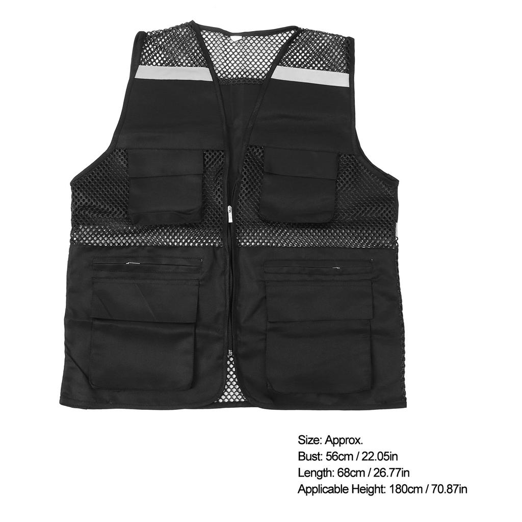 Reflective Working Vest Multiple Pockets Mesh Design High Visibility Breathable Safety Vest with Reflective Strips