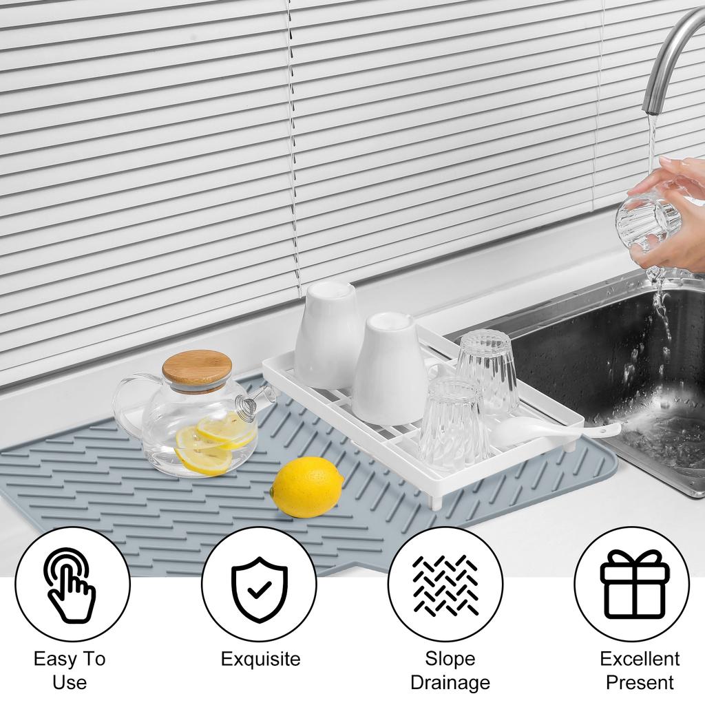 Silicone Drain Pad Drying Mat Pot Dish Drain Mat For Kitchen Tableware Non-slip Mats Anti-scald Coaster Kitchen Counter Utensils