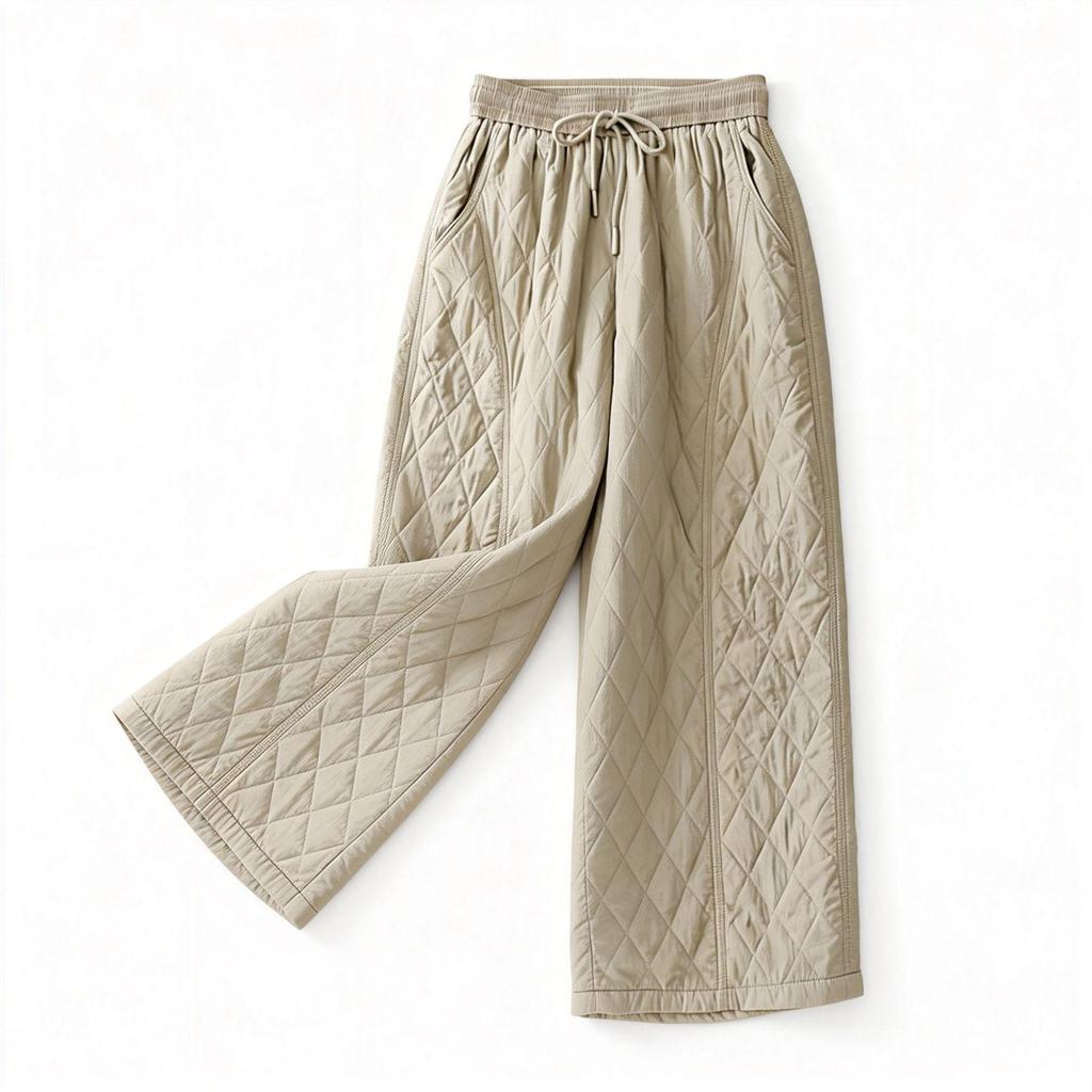 2025 Winter Women's High Waist Retro Quilted Padded Pants