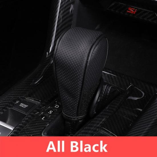 Car Gear Shift Knob Cover Genuine Leather Breathable Shifter Sleeve Protector