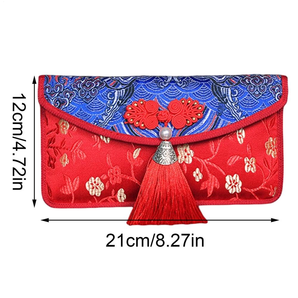 Chinese Brocade Red Envelope Packets Traditional Chinese Red Envelopes With Tassels For Spring Festival Weddings Birthdays