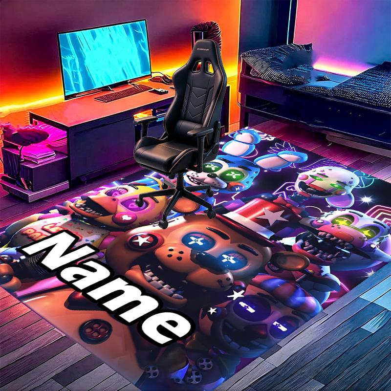 Custom Name Personalized Five Nights at Freddy's Print Carpet, Versatile Home Decor Rug, for Playroom, Apartment, Balcony, Entryway, Hallway Gift