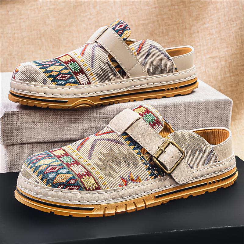 Mules Man Slip On Flats Half Shoes for Men Open-back Loafers Slippers Flat Sneakers Backless Casual Shoes Platform Slide Sandals