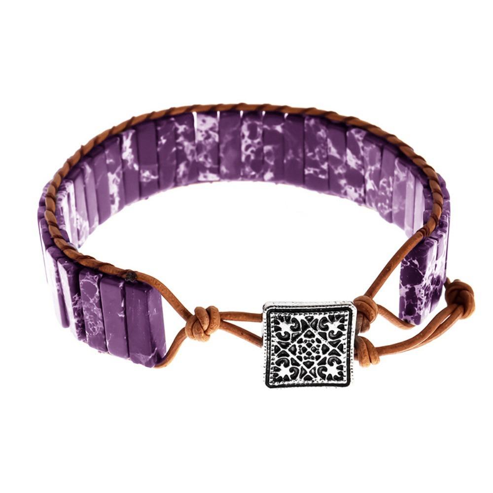 Charm Beads Braided Bracelets Hand Jewelry Bohemian Style Bangle Rainbow Stone Bracelet  Girls