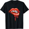 Red Lips Vampire Fangs Teeth Bite Dracula Halloween T-Shirt