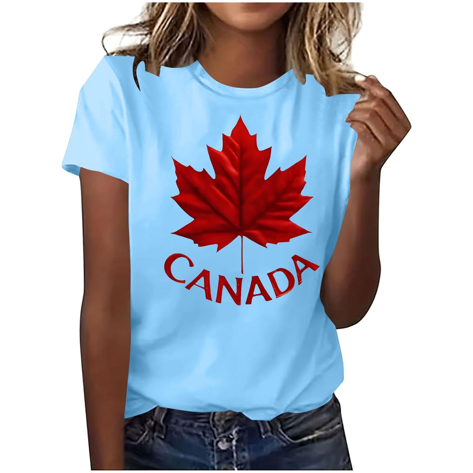 

Women s Fashion Casual Maple Leaf Print Top M