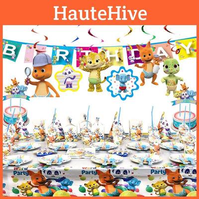 Conjunto Encantador de Suprimentos para Festa Temática Word Party com Pratos e Copos Coloridos e Decorações Alegres de Aniversário
