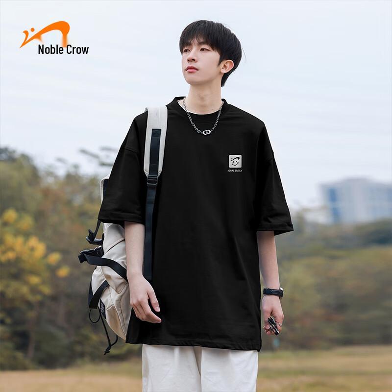

Guirenniao Men s Heavyweight Solid Color Loose Fit Cotton T-Shirt L
