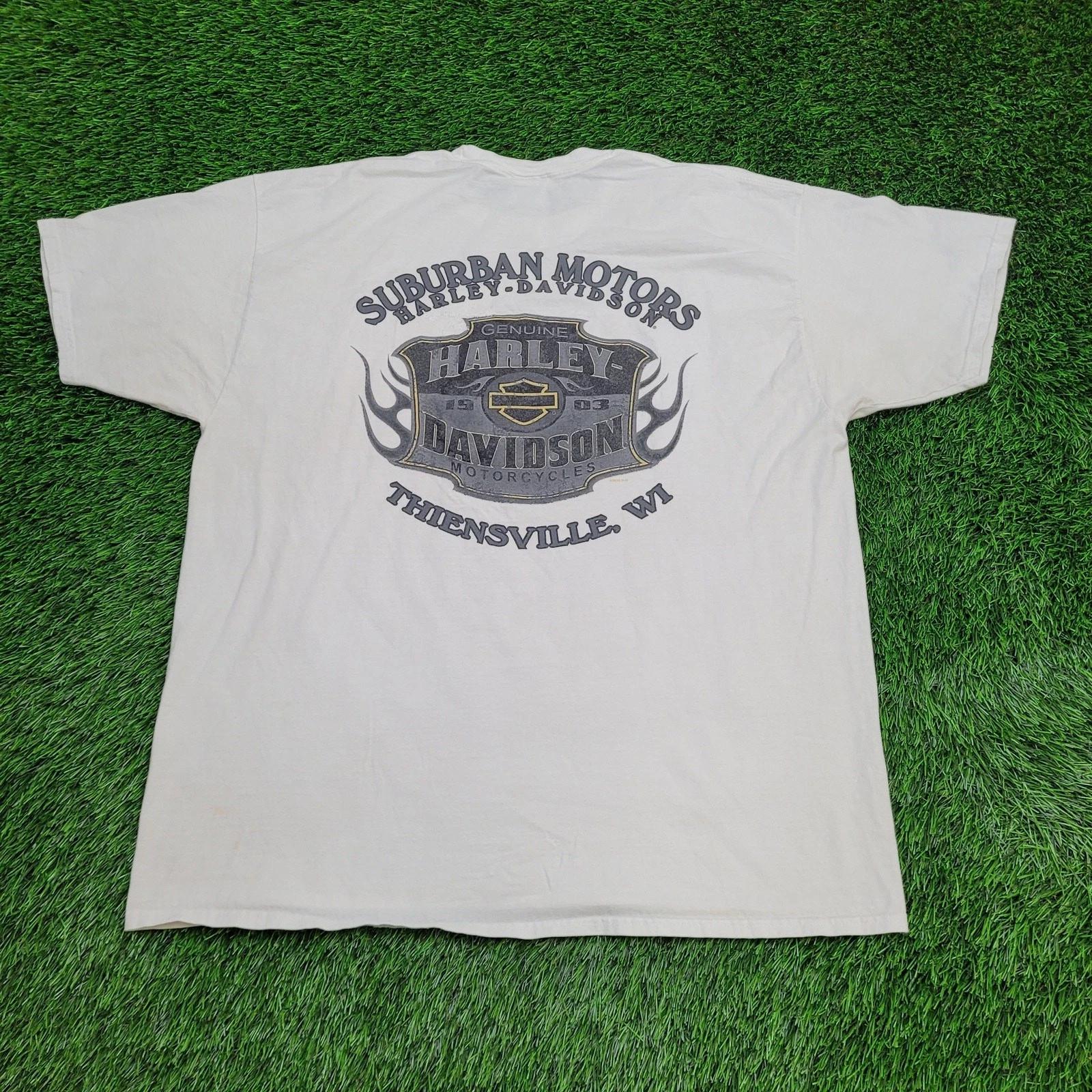 Harley Davidson Shirt 2XL 25x30 White Suburban Motors S