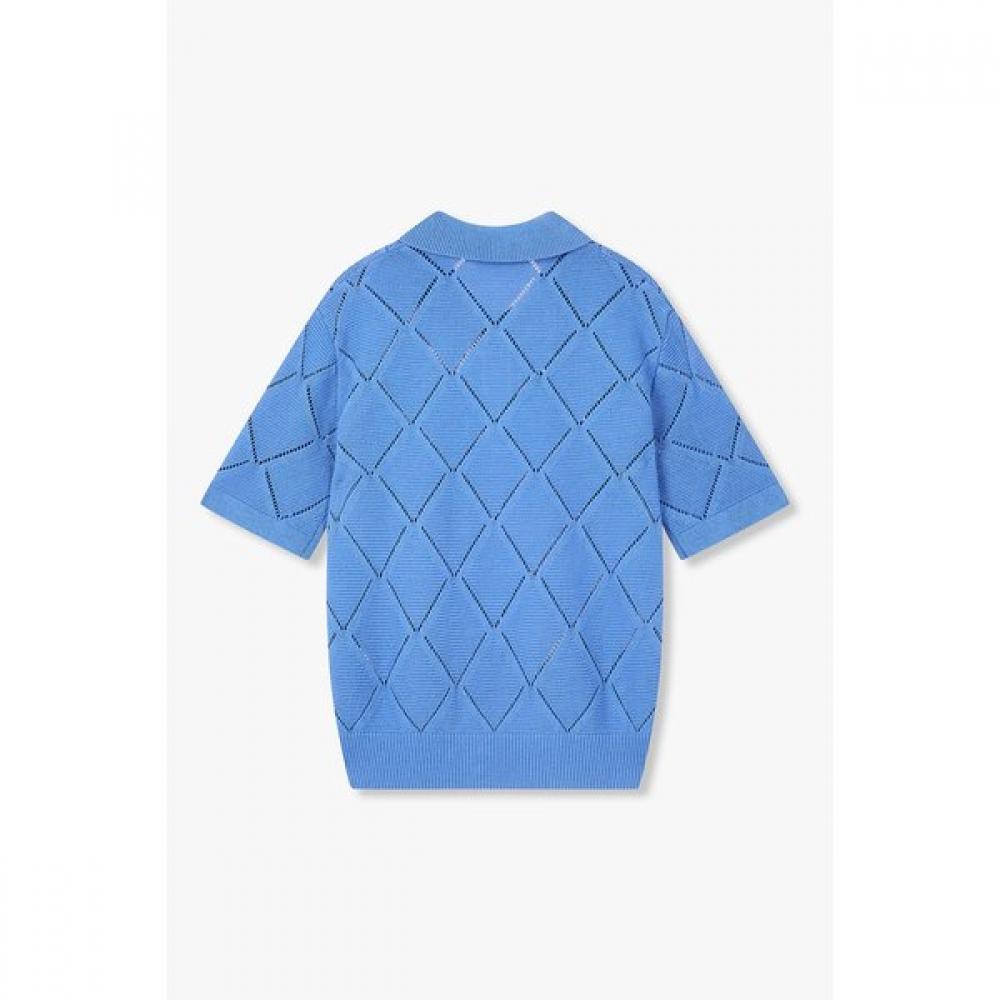 STUDIO TOMBOY Argyle Pattern Crochet Collar Short Sleeve Knit 9106252208 