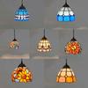 Colorful Mediterranean Style Bohemia Lamp Stained Glass Shade Mosaic Pendant Light for Dining Room Bar Lighting