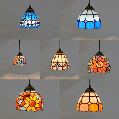 Colorful Mediterranean Style Bohemia Lamp Stained Glass Shade Mosaic Pendant Light for Dining Room Bar Lighting