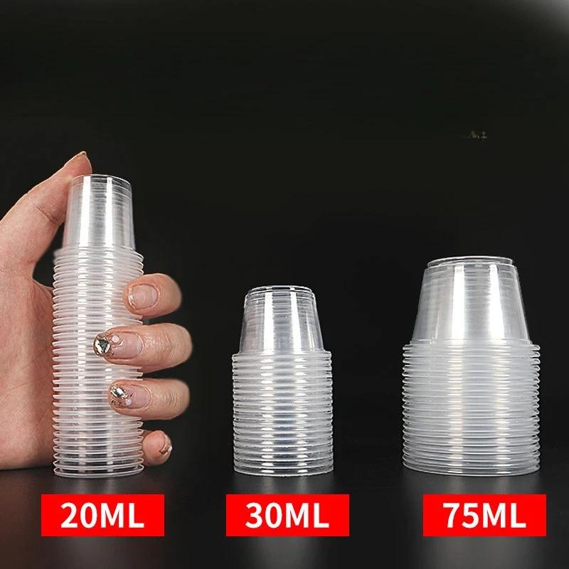 100pcs Beverage Coffee Milk Trial Cups Disposable Plastics Food Grade Small Cup 20ml 30ml 75ml Transparent PP Mini Tea Wine Cup