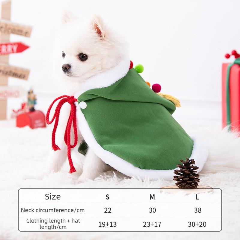 

Dog Cat Christmas Capes Santa Tree Pet Cloaks with Hat Cat Warm Winter Cloaks Funny Pet Small Medium Dog Cat Costume Accessory S зелений