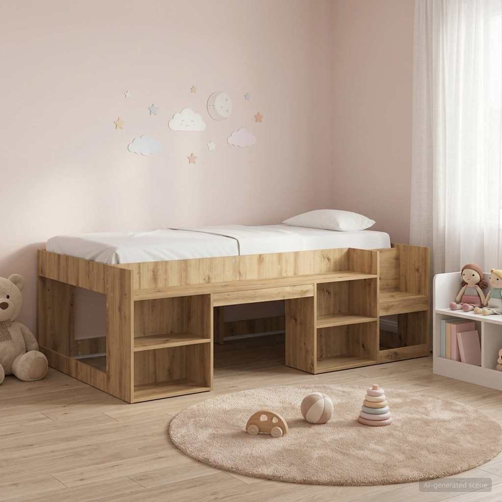 Kids Bed Frame with Storage Space Artisan Oak 90 x 200 cm