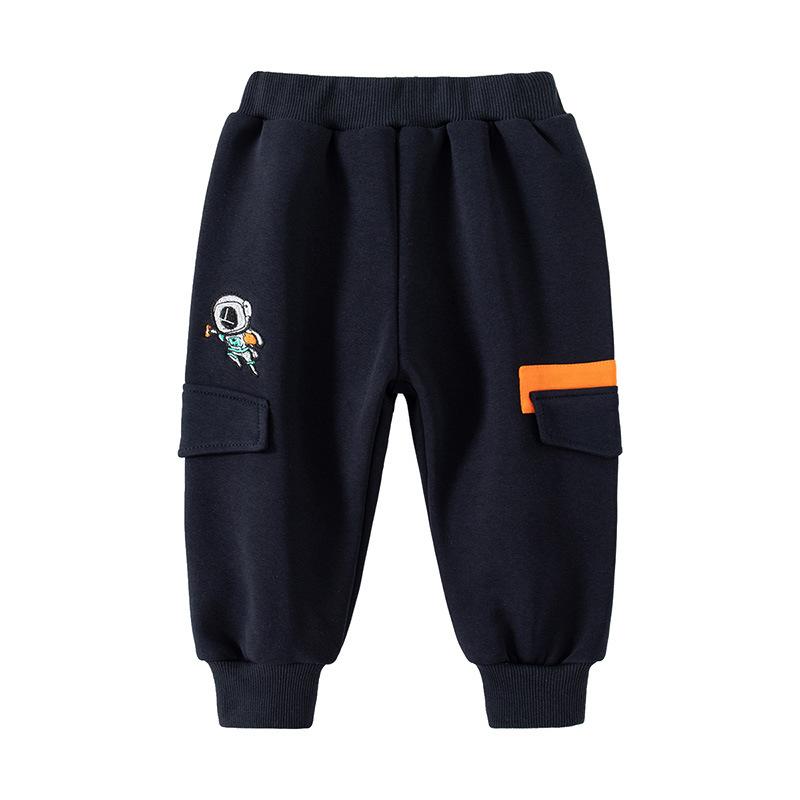 Boys Winter Sports Pants Fleece Lined Cartoon Sweatpants Casual Long Trousers for Kids