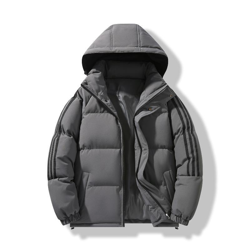 Hooded Cotton-padded Men s Winter New Loose Cotton-padded Jacket Bread Jacket Short Warm Cotton-padded Jacket S темно серый