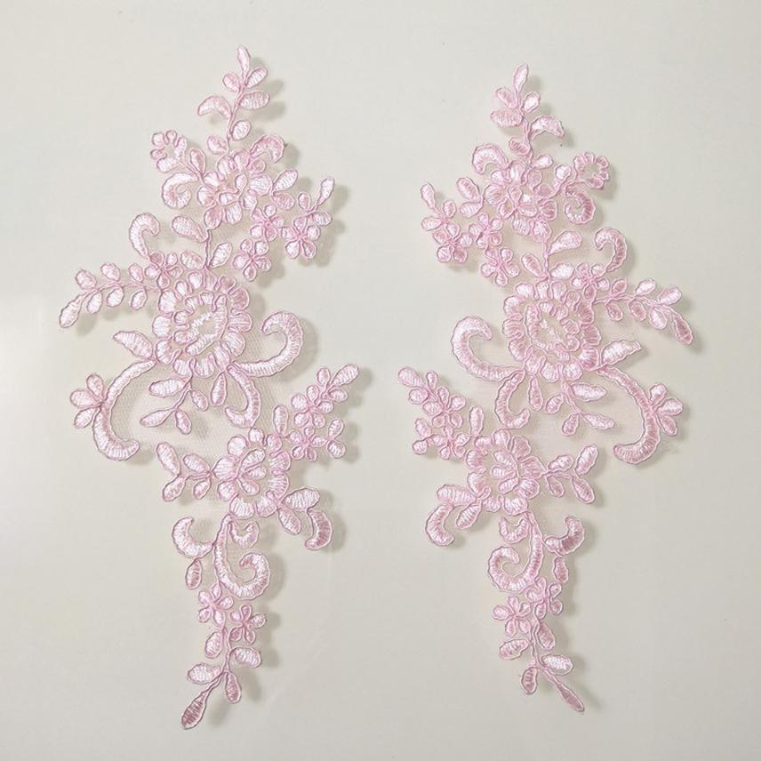 1Pair Embroidery Flower Lace Applique Sew On Patch Fabric Collar Trim Patches Crafts Stickers Neckline DIY Sewing Decoration