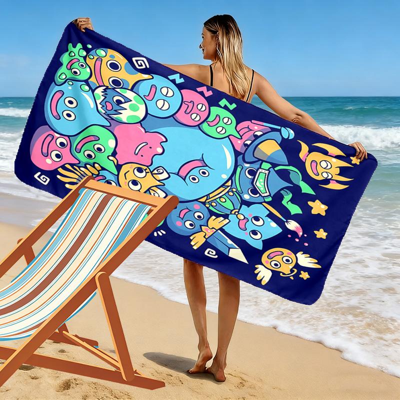 Colorful Cartoon Slime 2D Flat Print Beach Towel, Large Soft Quick Dry Towel for Beach Camping SwimmingSSTJ0917169