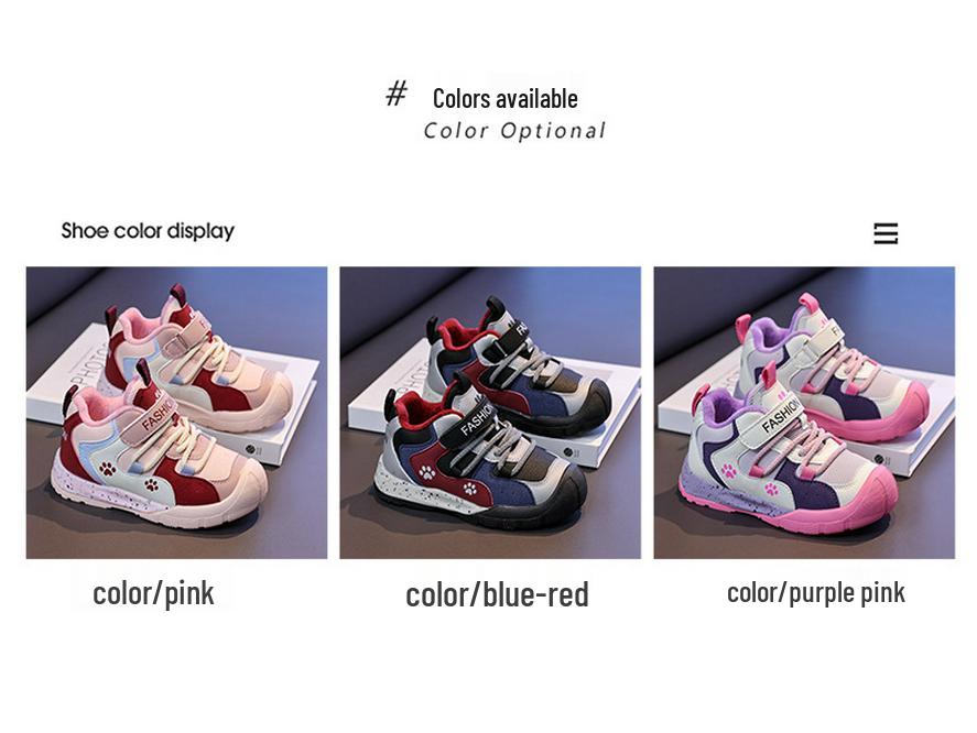 Winter Cotton Sports Shoes for Kids - Girls' and Boys' Versatile Velvet-Lined Running Shoes