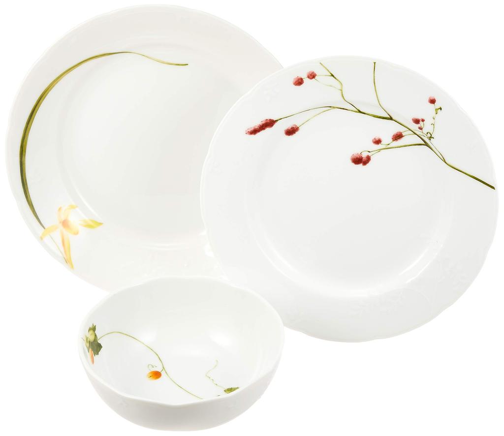 NARUMI Geschirrset Satohana Goyomi Grün Blumenmuster 5 Muster Set Niedlich Serviert 5 Personen 15 Teile Mikrowellengeeignet Hergestellt in Japan Geschenkbox