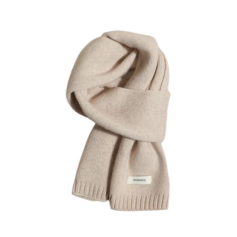 HAOGUAN Women's 100% Wool Knitted Scarf - 2025 A/W