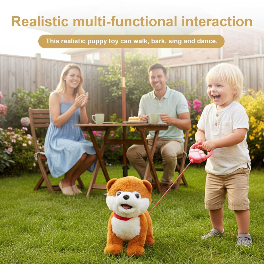 Walking Dog Repeats What You Say Realistic Licking Tongue Interactive Musical Puppy Robot Stuffed Animal Dog for Kids Toddlers