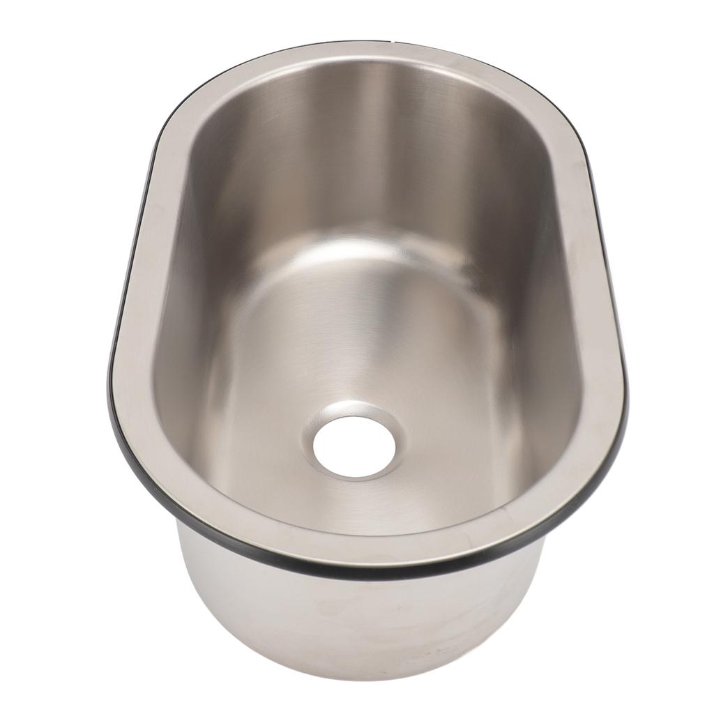 304 Stainless Steel Bar Sink Oval Shaped Washbasin Sink with 40mm Drain Hole for Boat Caravan RV Camper 13.6 X 8 X 5.2in