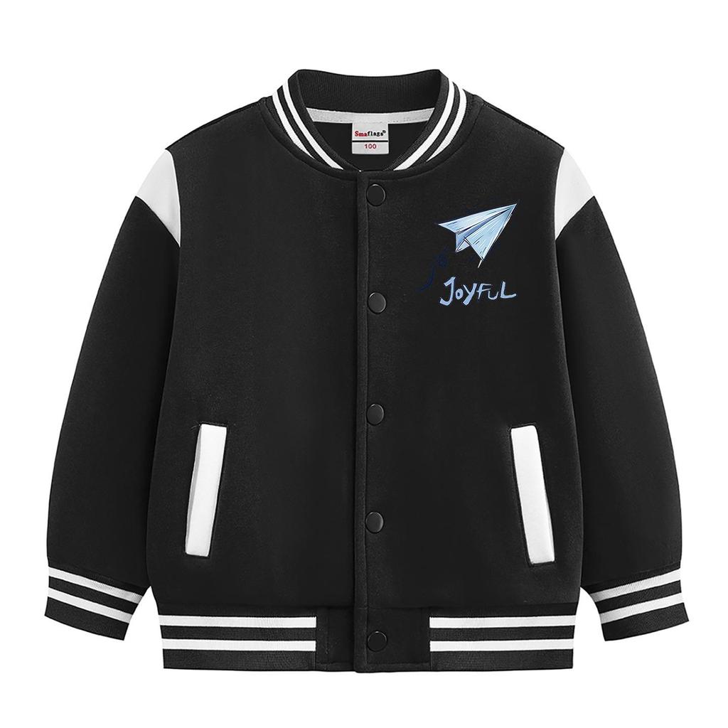Kids' Autumn/Winter Baseball Jacket - Boys' & Girls' Medium/Large Plus Velvet Spring/Fall/Winter Outerwear