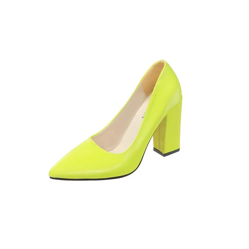 Spring Fashion New High Heels for Women Thick Heel Pointed Tip Solid Color Shoes Women Classic Party 2025 Zapatillas De Mujer