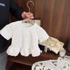 Girls' Lace Cotton Short-Sleeve Summer T-Shirt - Breathable and Stylish Kids' Top