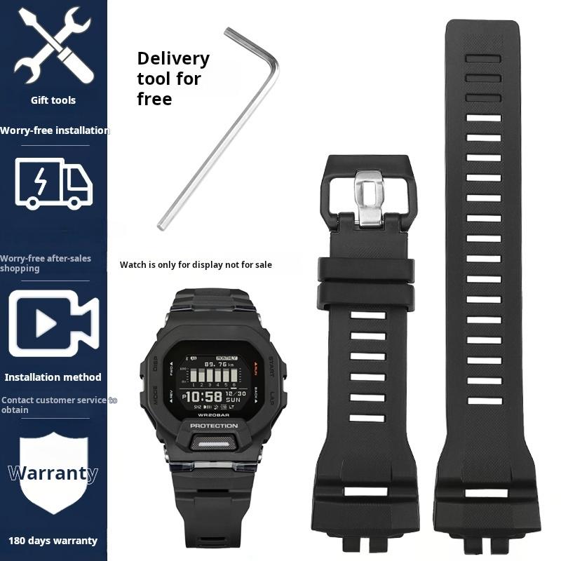 For Casio Small Square Gbd-200sm Gbd-200 Cat Silicone Watch Strap Men Sports outdoors Watchband Black Gray Rubber accessories