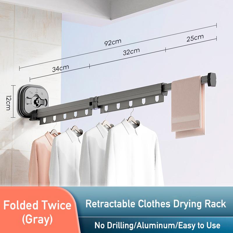Suction Cup Strong Powerful Self Adhesive Drying Rack Hanger RV Clothsline Wall Mount Foldable Cloth Dryer Hanging Collapsible