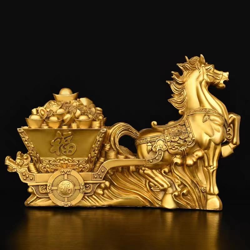 Pure Copper Mala Gold Box Mala Ingot Immediately Rich Horse Car Decoration Office Office