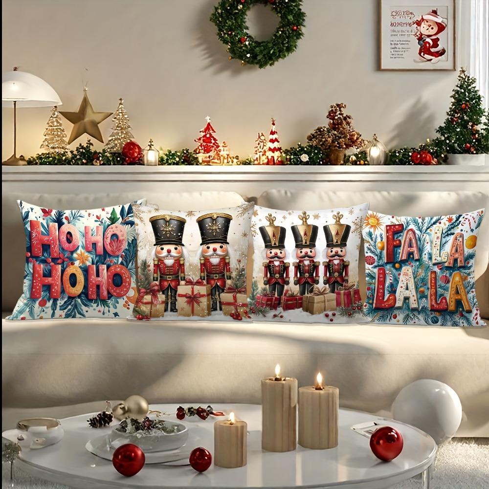 Christmas Nutcracker and Ho Ho Ho/Fa La La Pattern Decorative Pillowcases Sofa room cushion cover home decoration new year gift