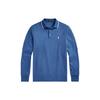 Polo Solid Color Logo Embroidered Polo Collar Long Sleeve Polo Shirt Men Tops Blue 710884588-007